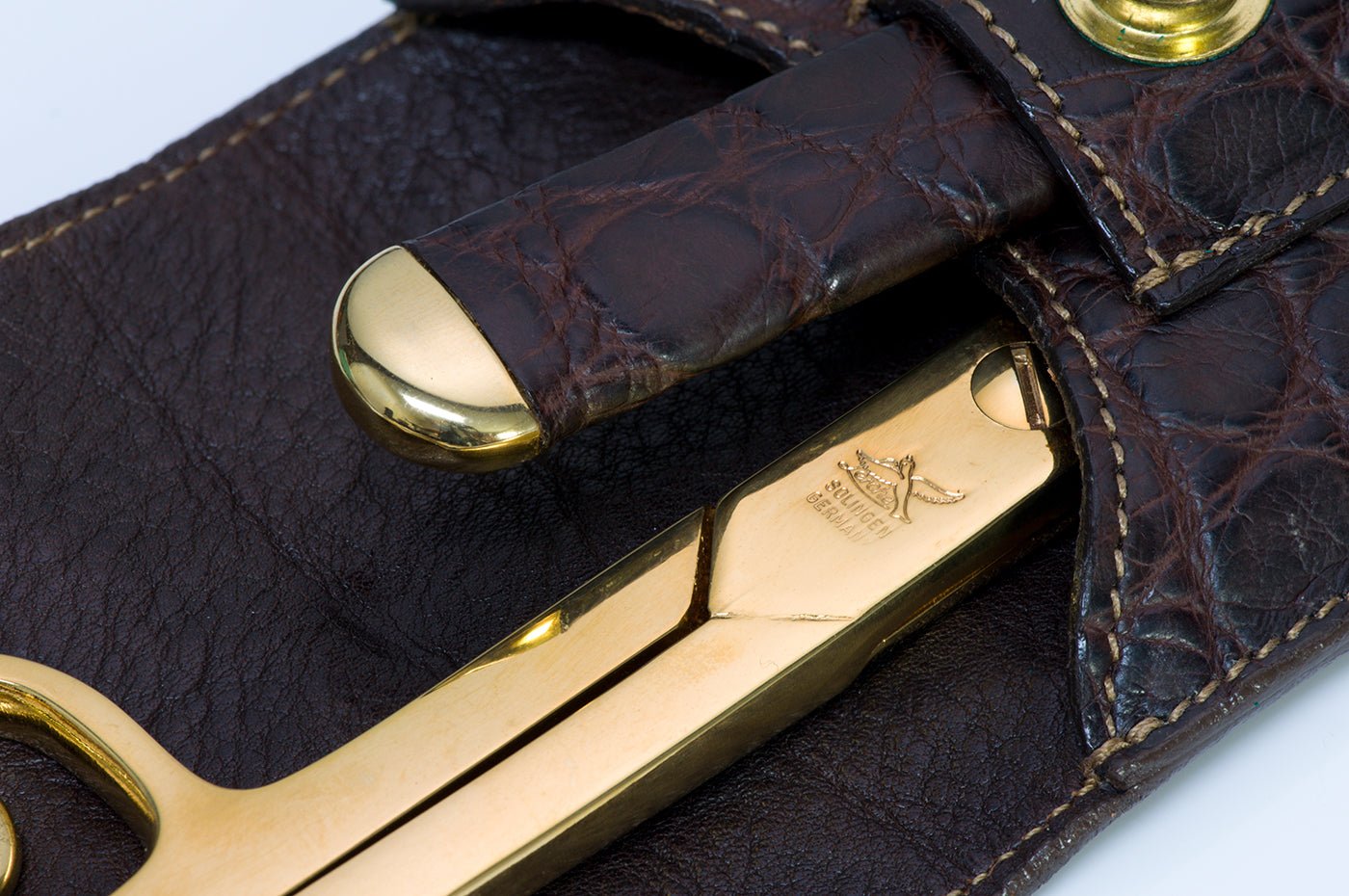 Ghurka Brown Crocodile Scissors Letter Opener Set