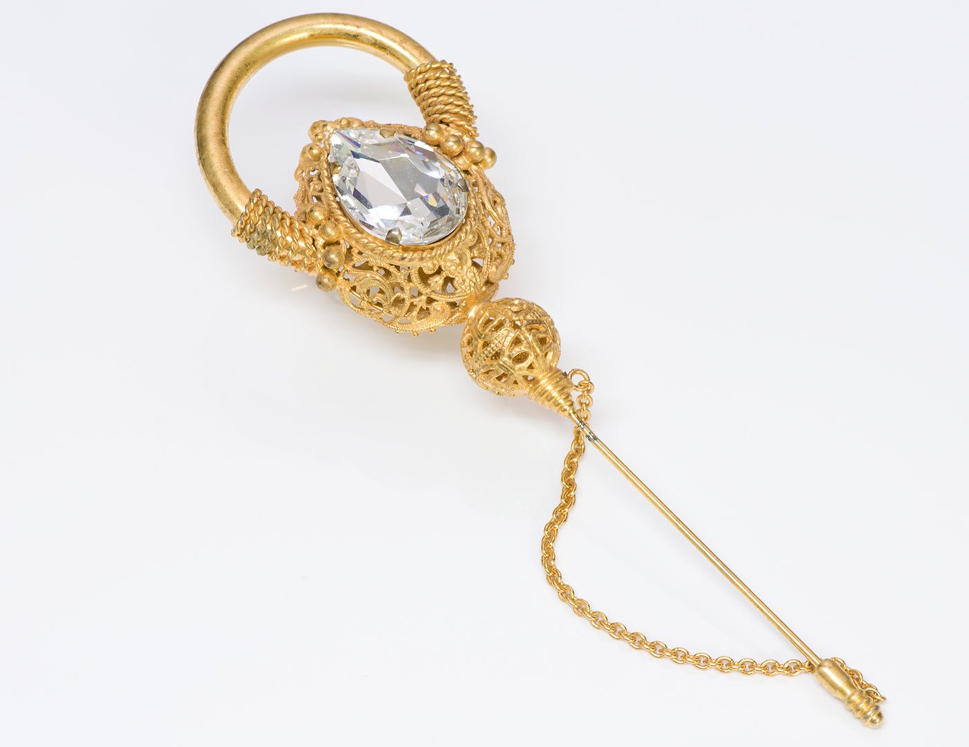 Gianfranco Ferre Gold Tone Crystal Brooch Pin