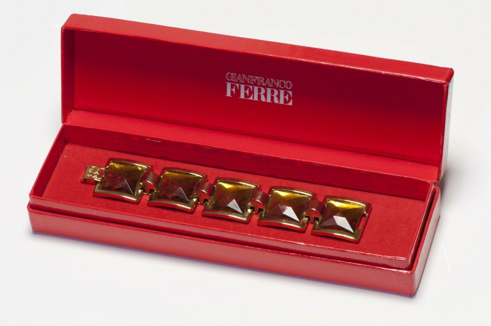 Gianfranco Ferre Pyramid Shape Yellow Crystal Bracelet