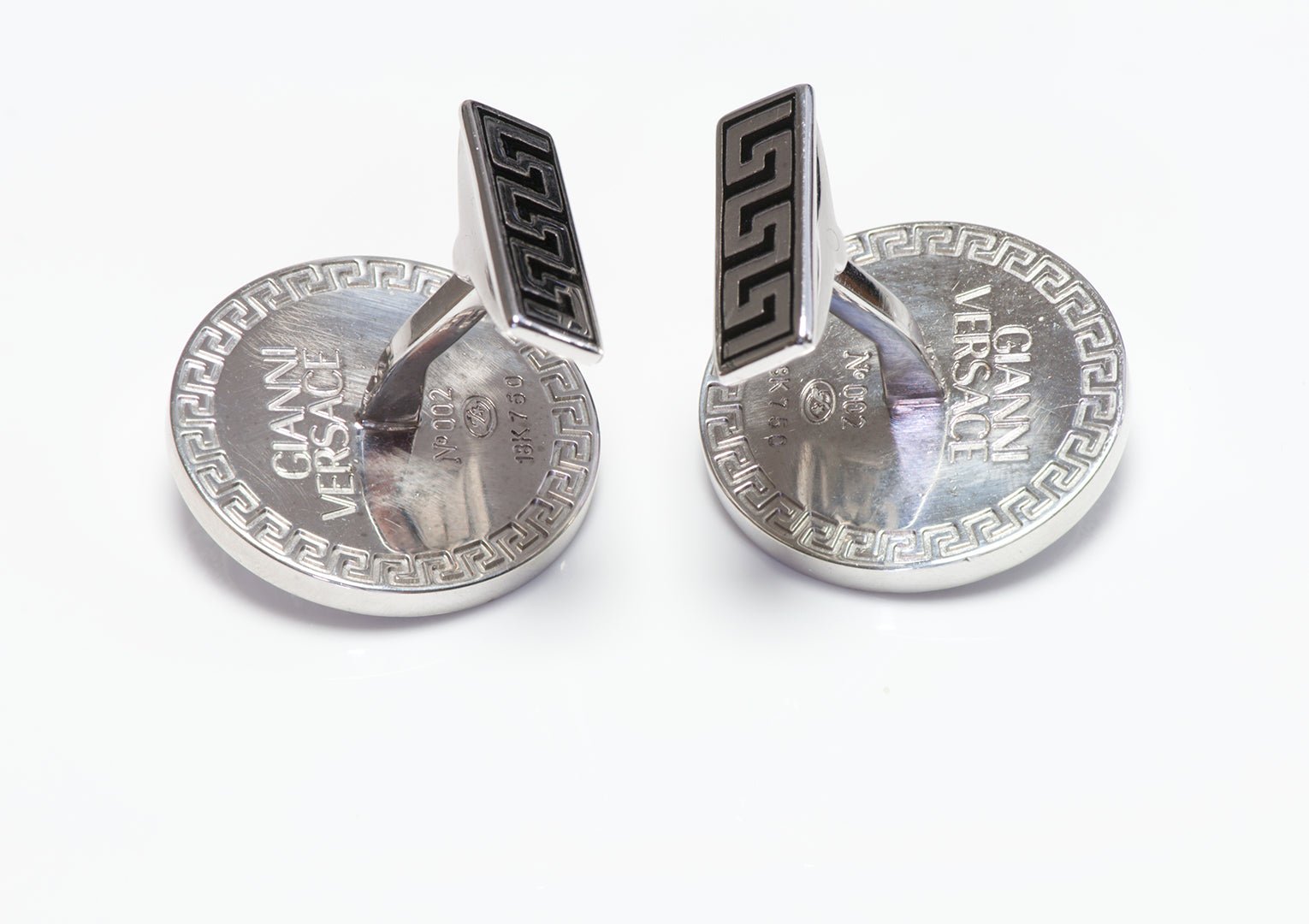 Gianni Versace 18K Gold Enamel Diamond Medusa Cufflinks