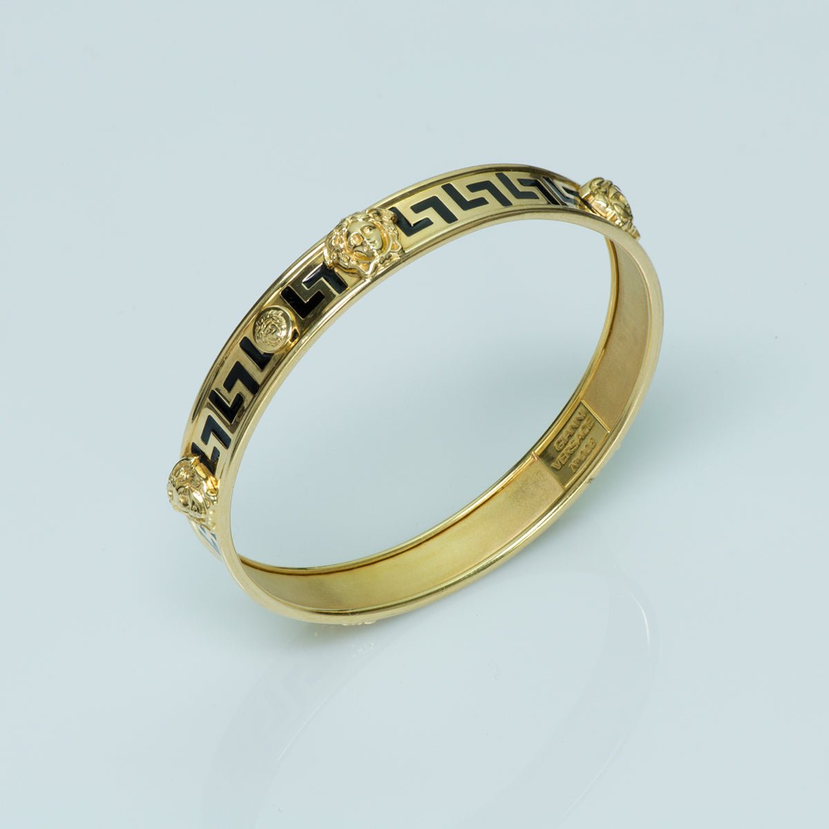 Gianni Versace Medusa 18K Gold Enamel Bangle Bracelet