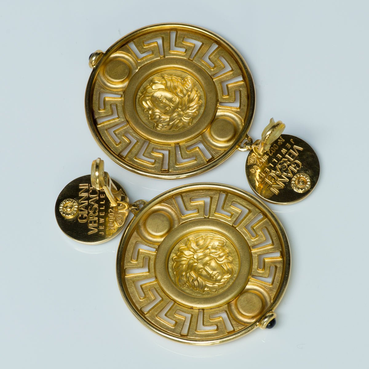Gianni Versace Medusa Diamond Enamel 18K Gold Earrings