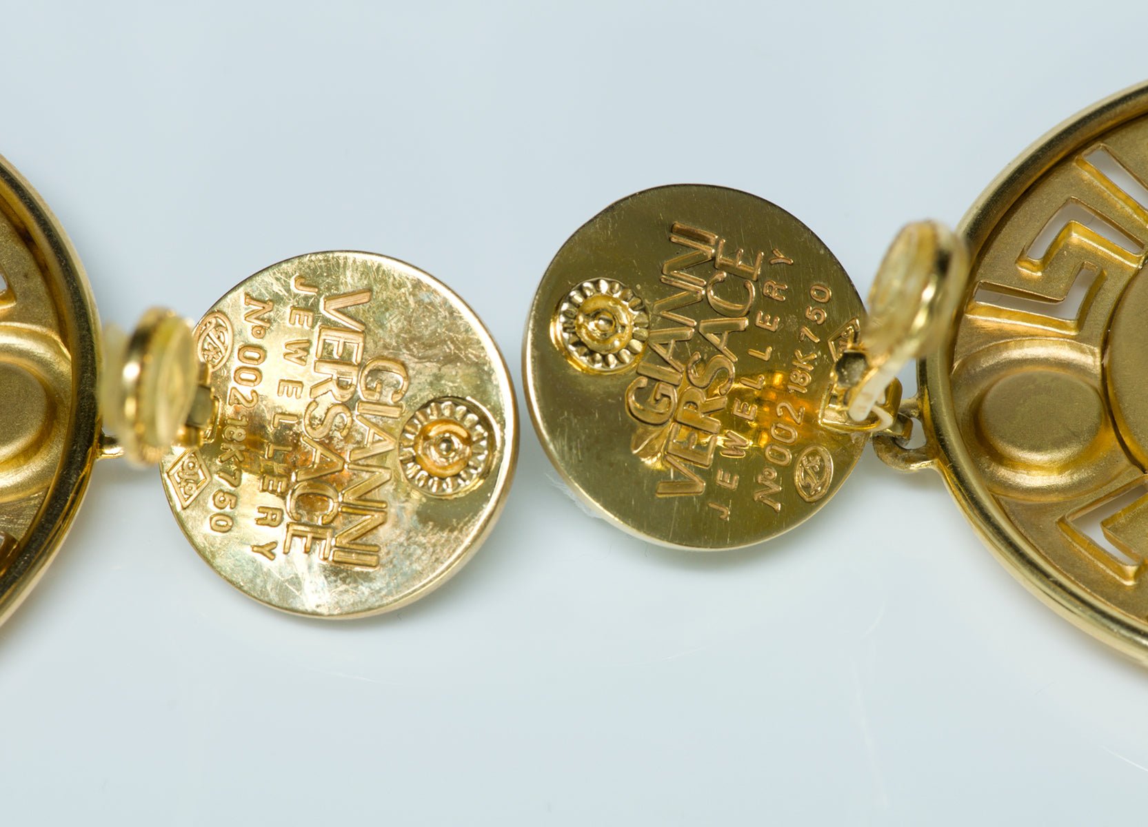 Gianni Versace Medusa Diamond Enamel 18K Gold Earrings