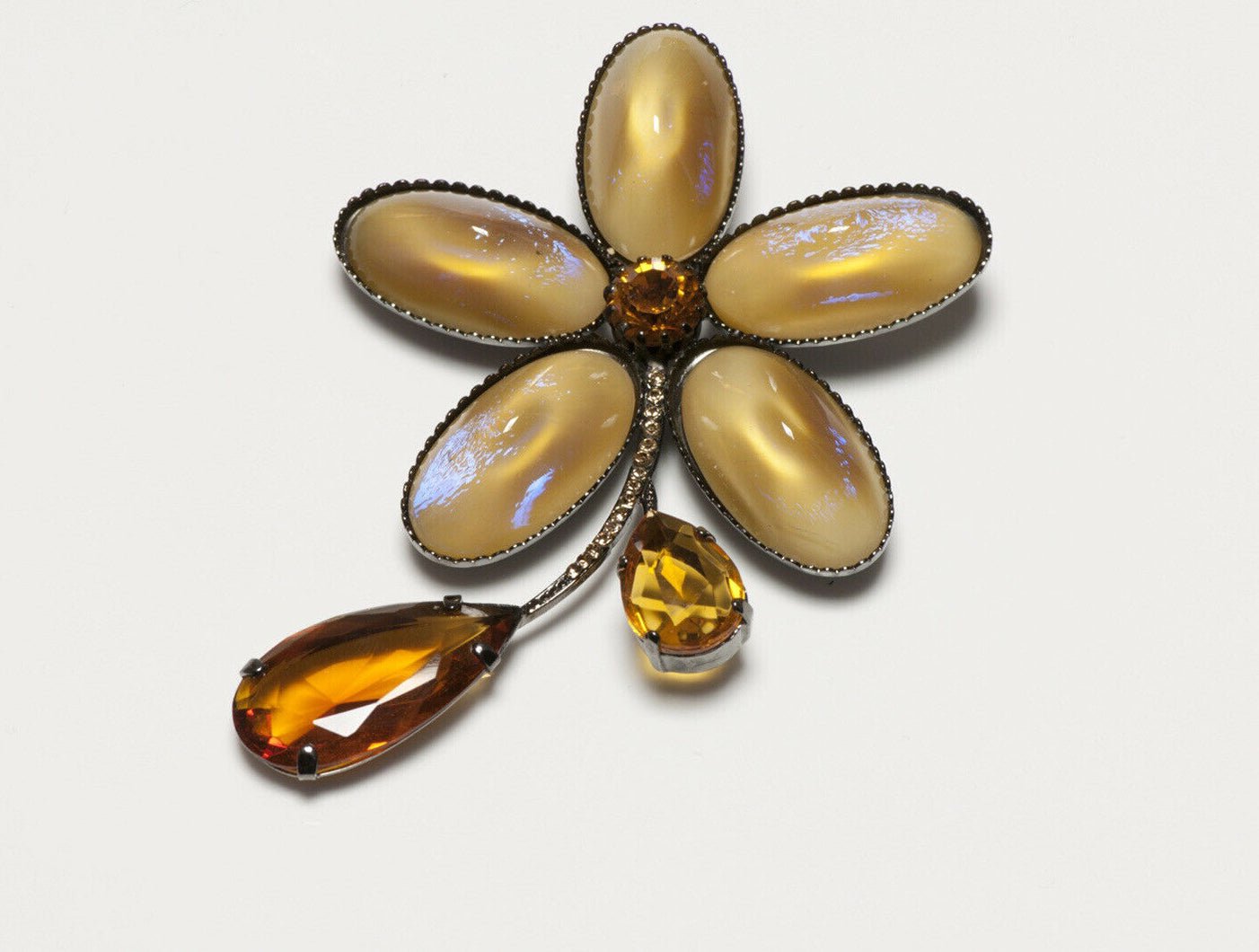 Giorgio Armani Yellow Crystal Poured Glass Flower Brooch