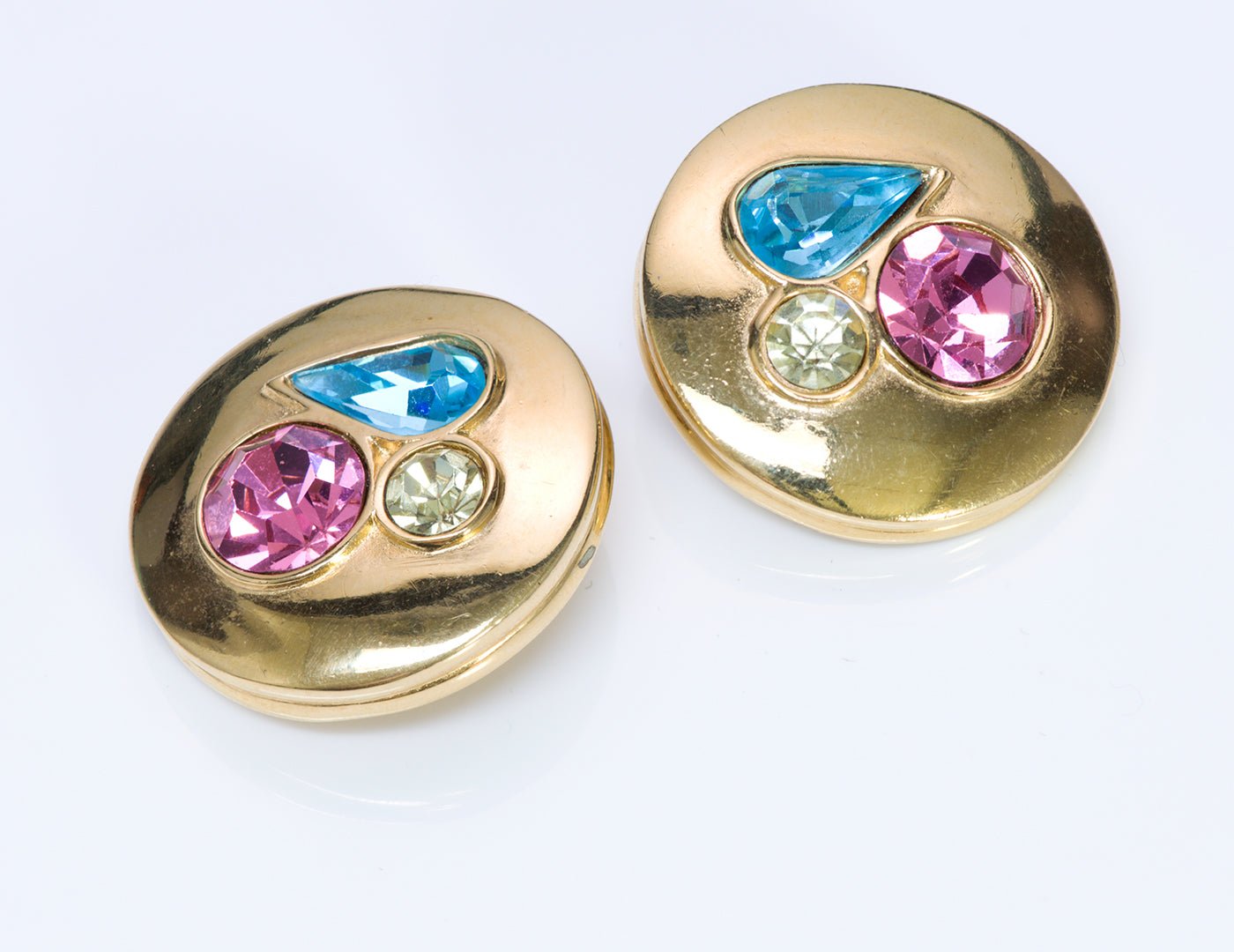 Givenchy Paris Blue Pink Crystal Earrings