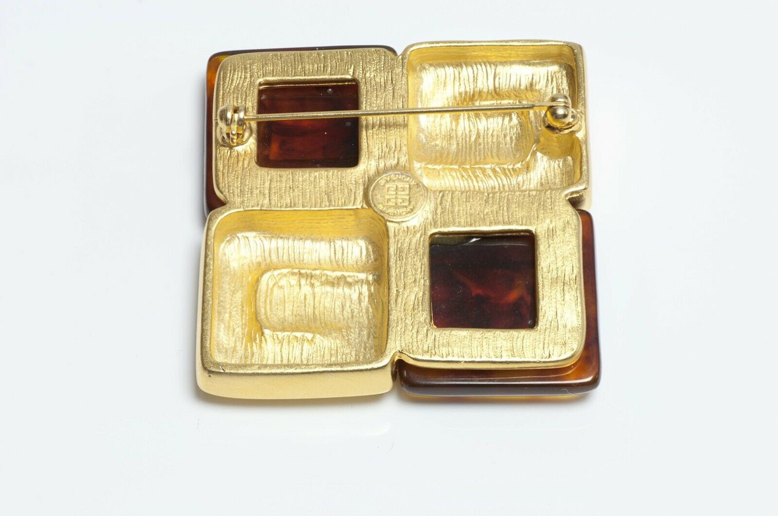 GIVENCHY Paris Brown Lucite Logo Brooch