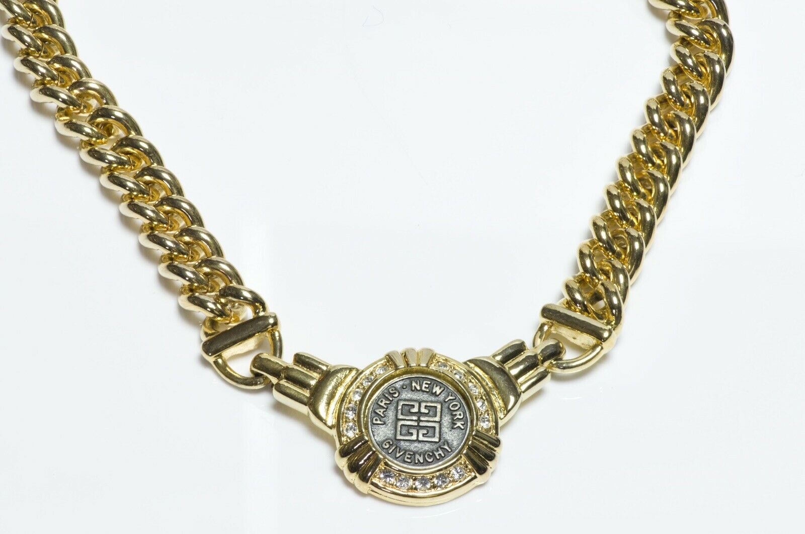 GIVENCHY Paris Crystal Coin Chain Necklace