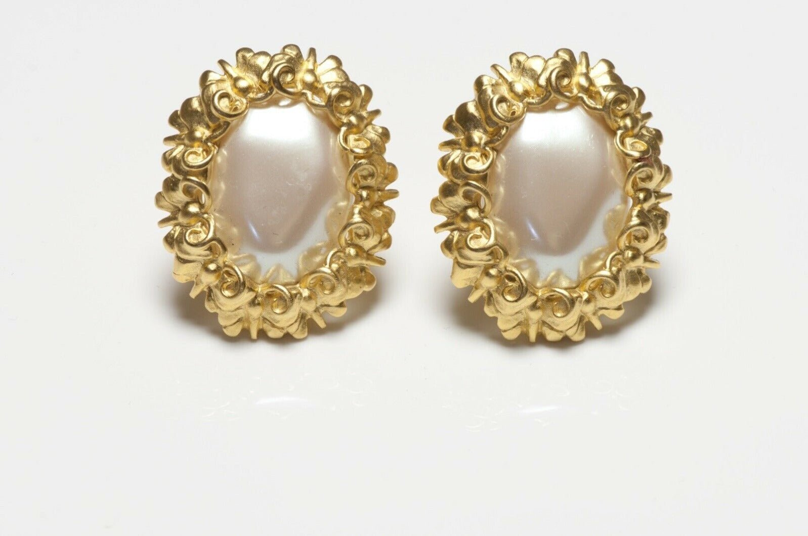 Givenchy Paris Gold Plated Pearl Butterfly Earrings