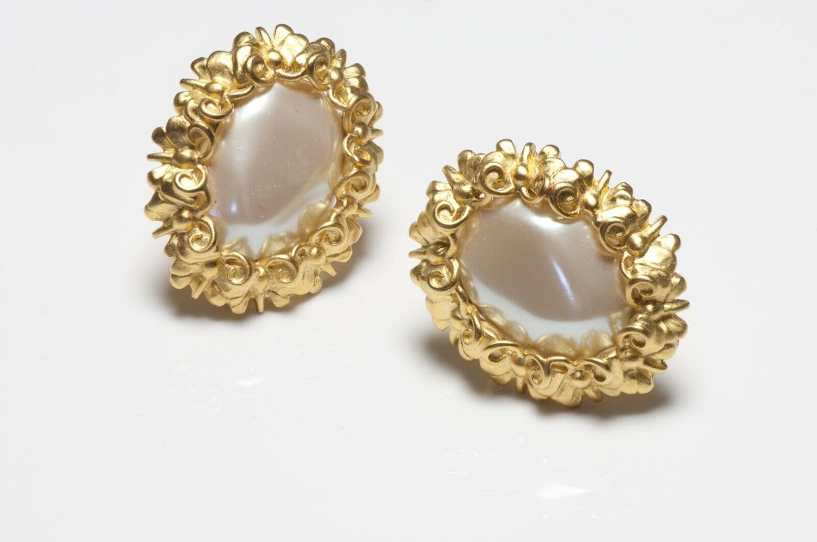 Givenchy Paris Gold Plated Pearl Butterfly Earrings
