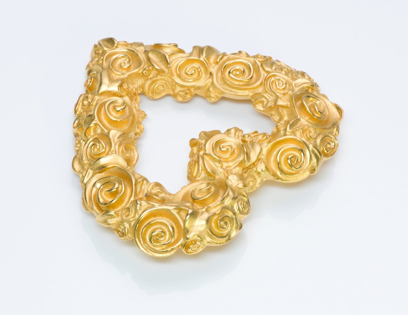 Givenchy Paris Gold Plated Rose Flower Heart Brooch