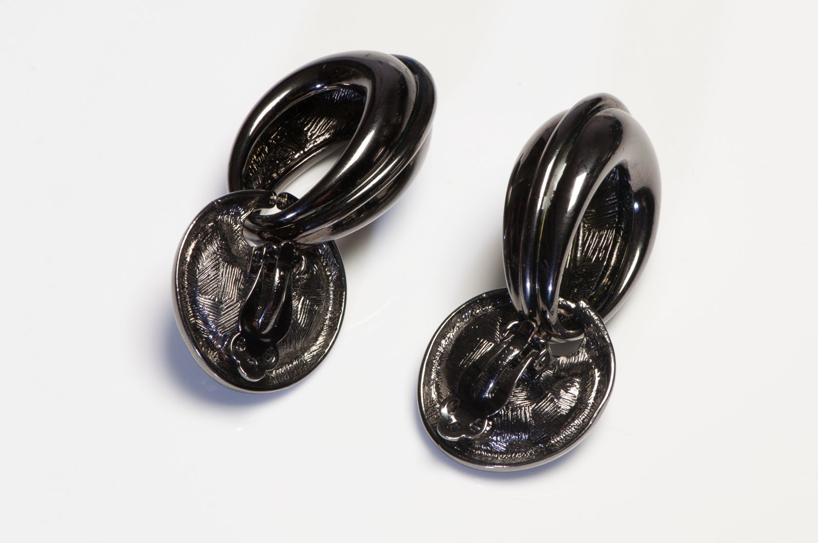Givenchy Paris Ruthenium Plated Crystal Hoop Earrings