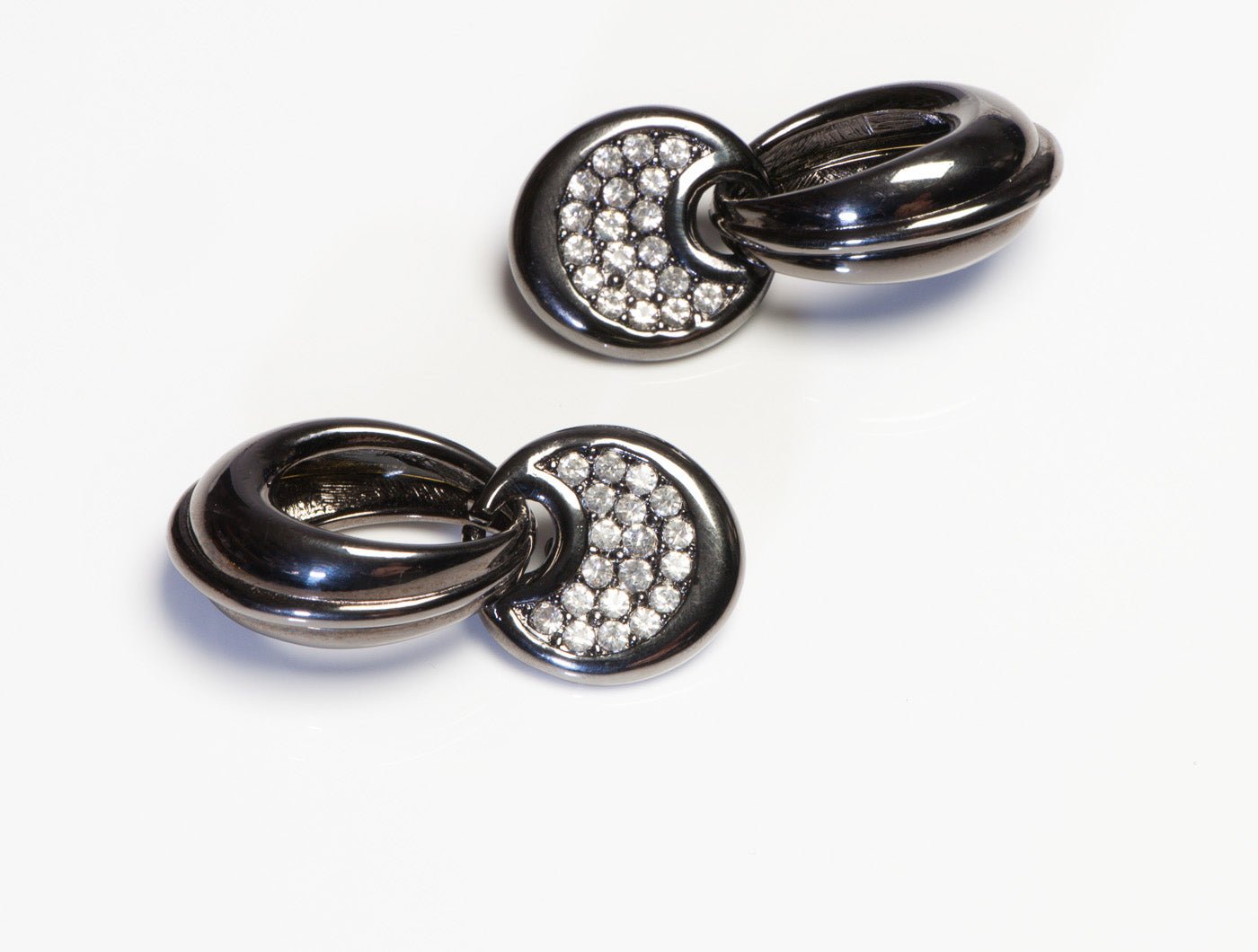 Givenchy Paris Ruthenium Plated Crystal Hoop Earrings