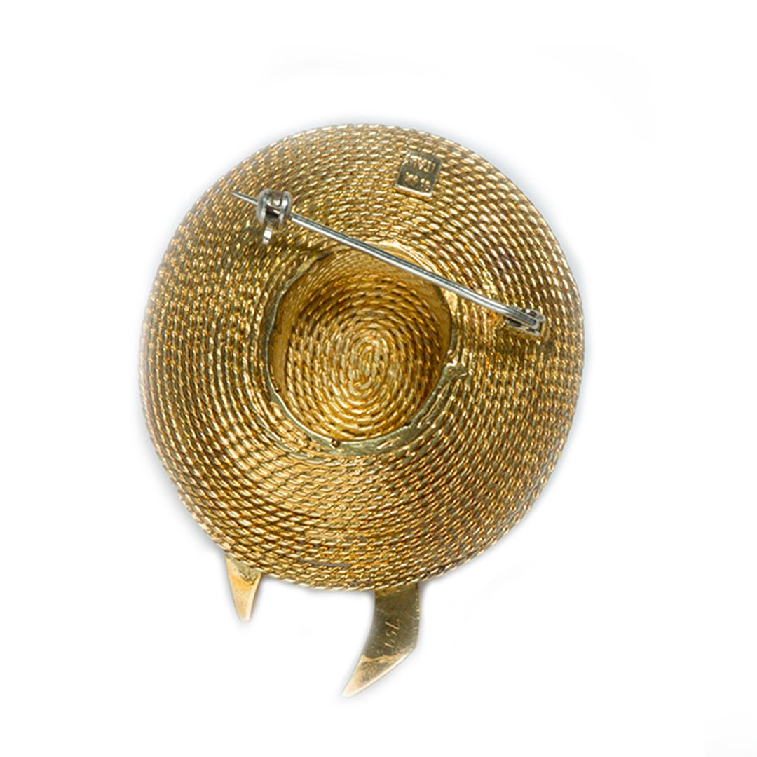 Gold and Enamel Hat Brooch