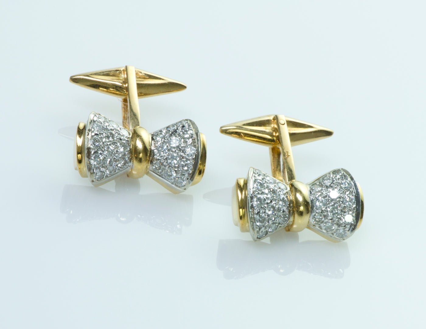 Gold Diamond Bow Cufflinks