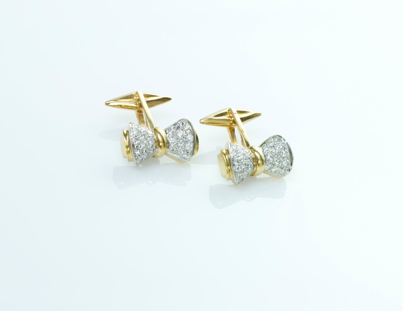 Gold Diamond Bow Cufflinks