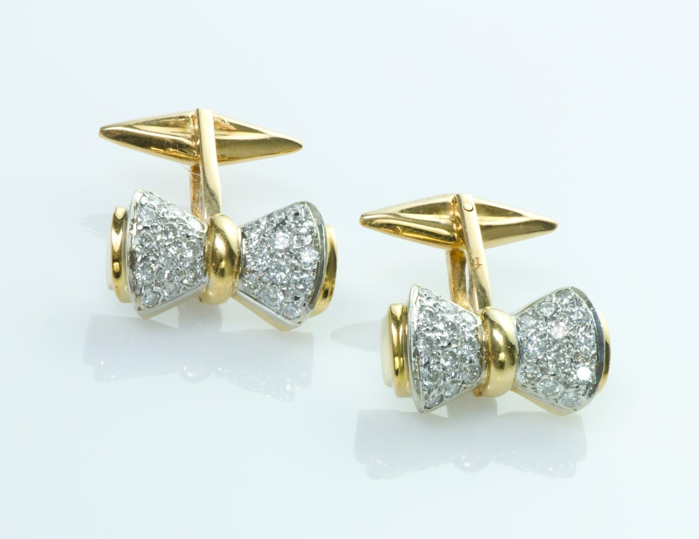 Gold Diamond Bow Cufflinks