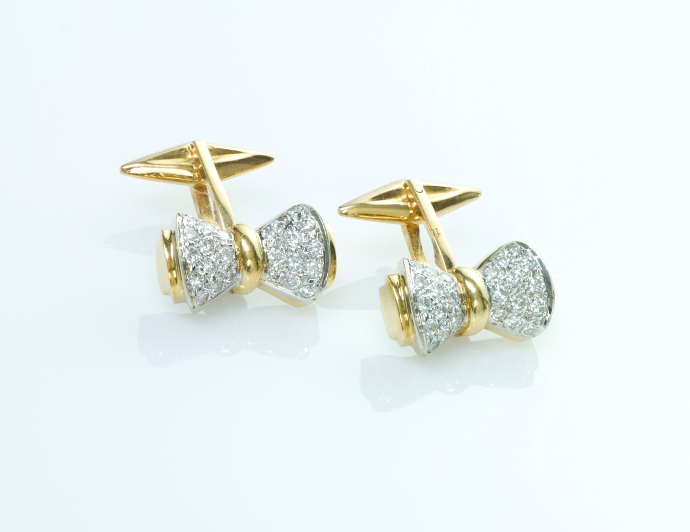 Gold Diamond Bow Cufflinks