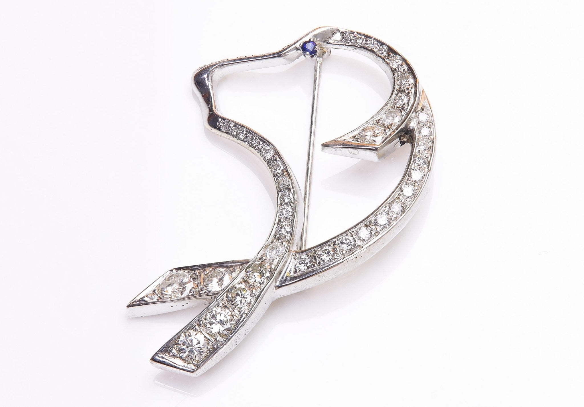 Gold Diamond Stylized Dog Brooch