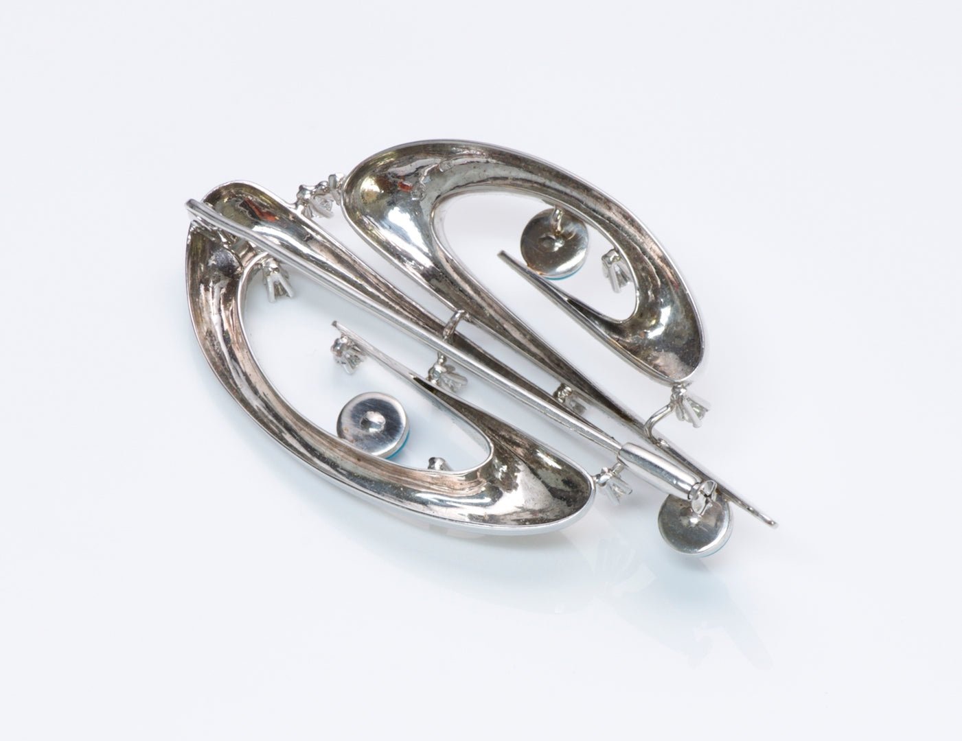 Gold Diamond Turquoise Brooch