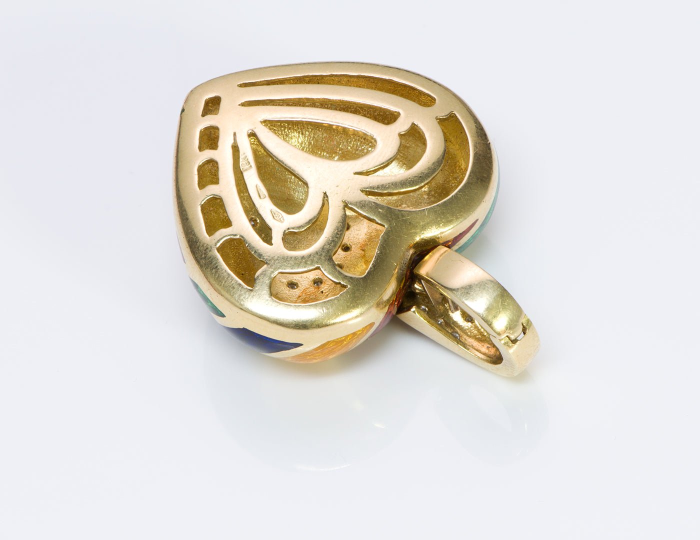 Gold Enamel & Diamond Heart Pendant Necklace