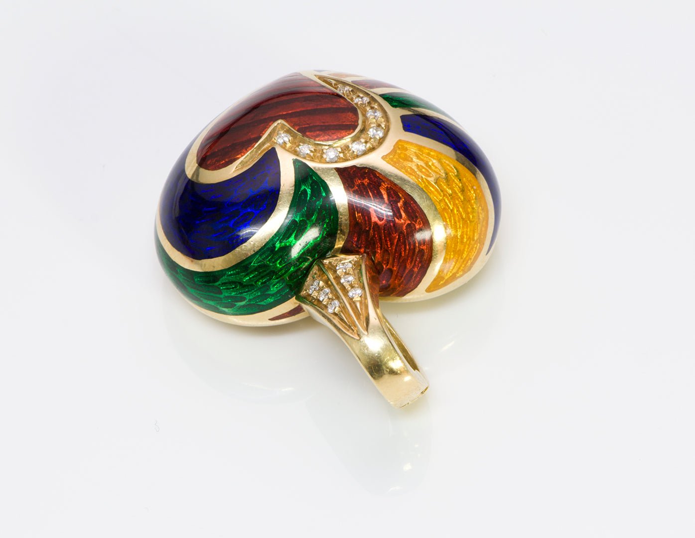 Gold Enamel & Diamond Heart Pendant Necklace