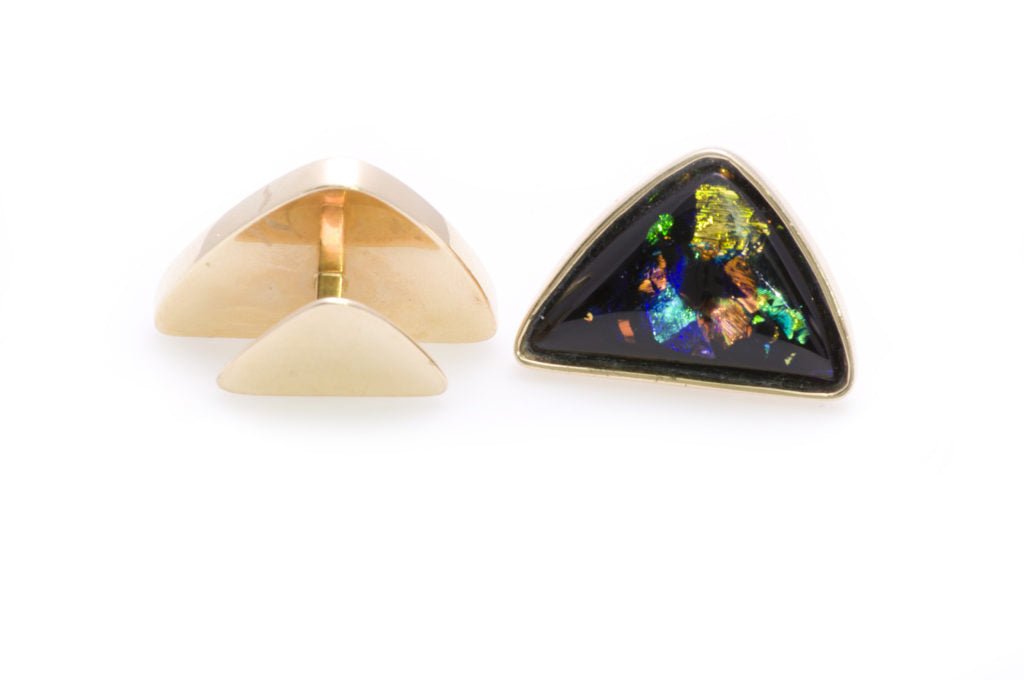 Gold Iridescent Enamel Cuff Buttons