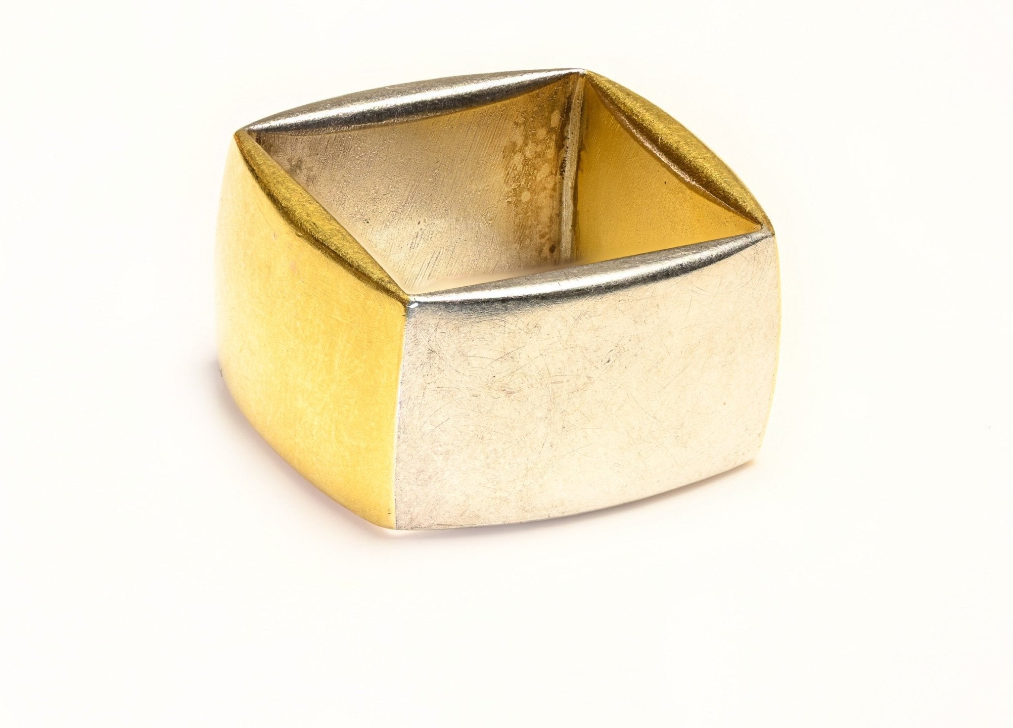 Gold Platinum Wide Square Band Ring