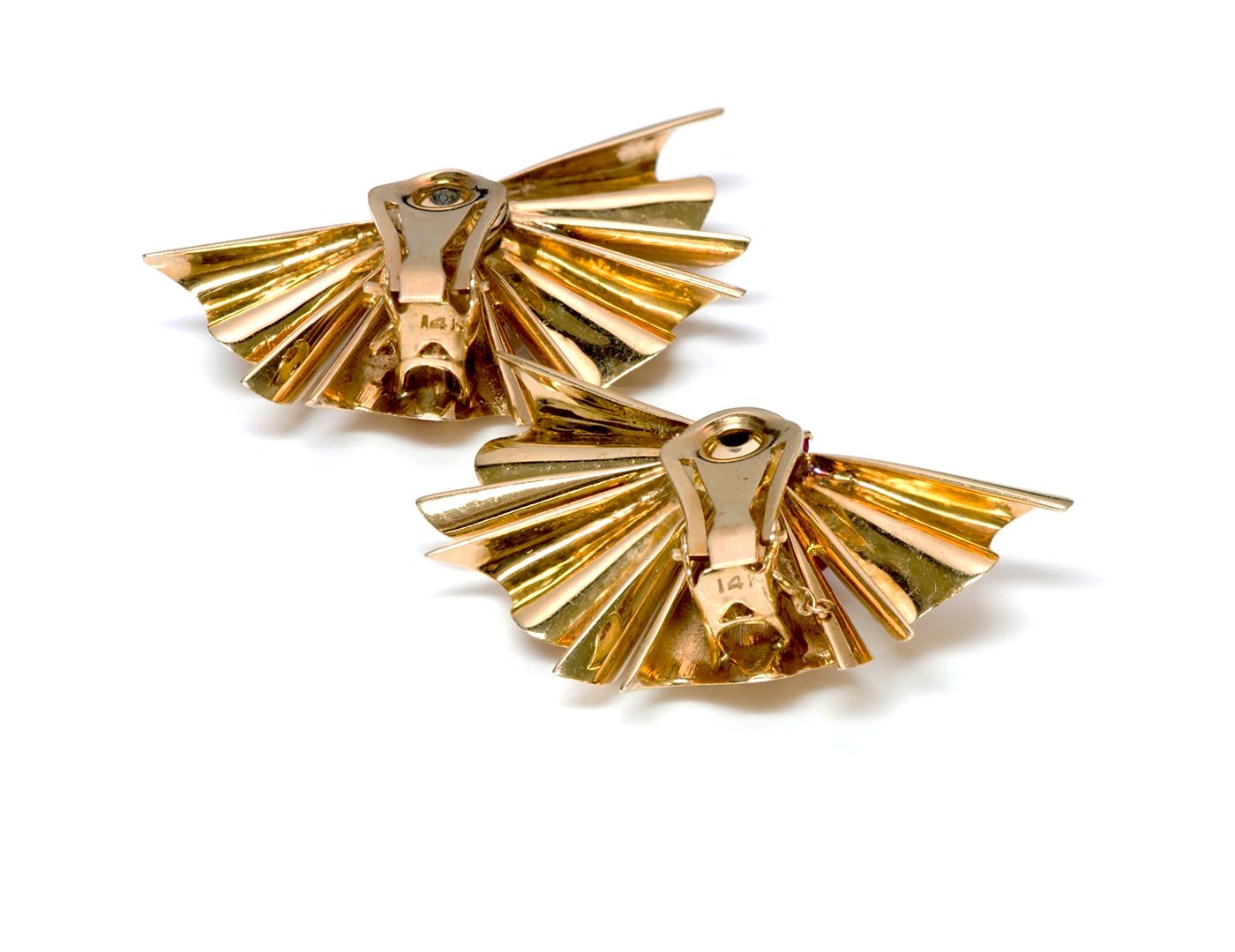 Gold Ruby Diamond Earrings