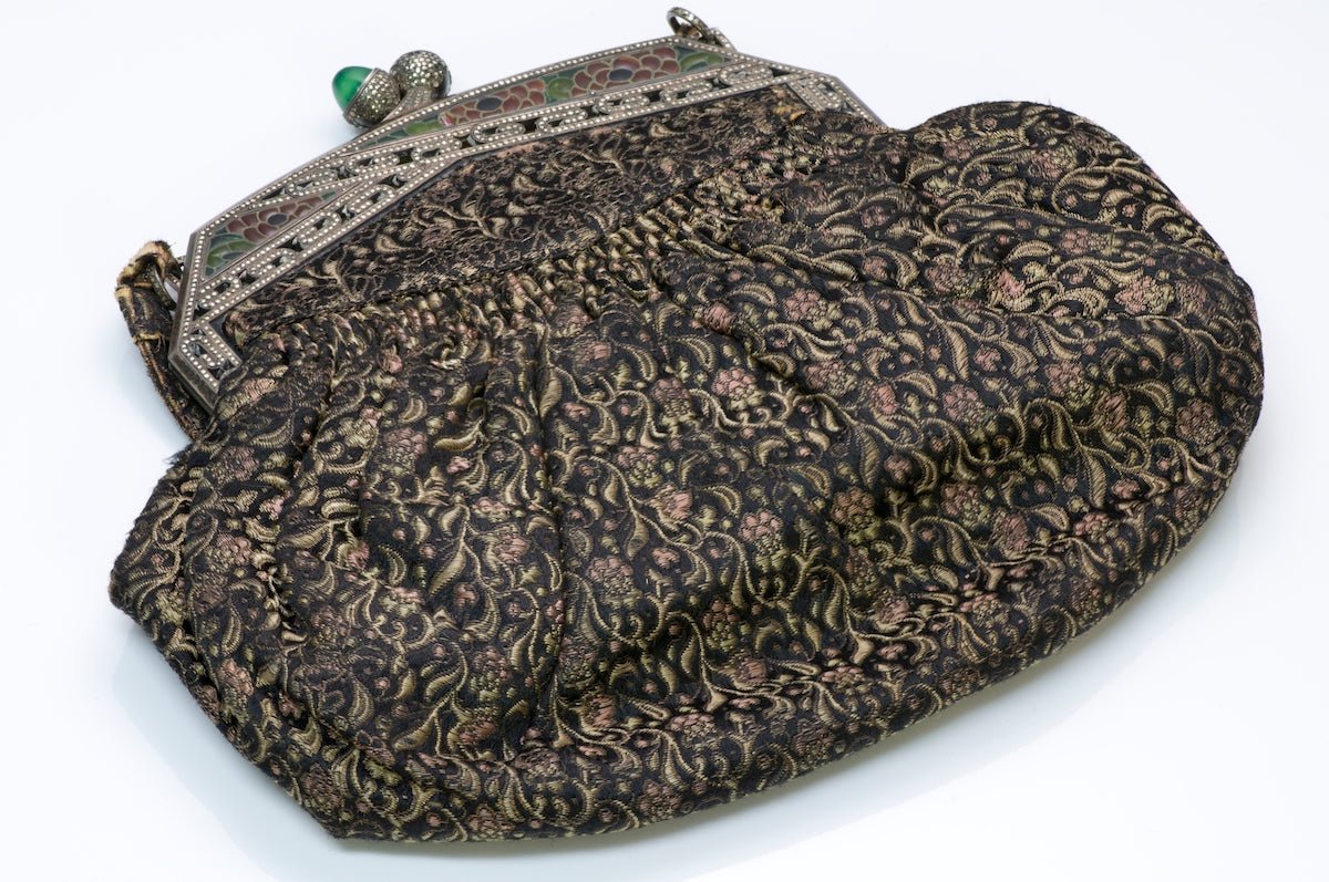Gorham Sterling Silver Plique A Jour Silk Evening Bag
