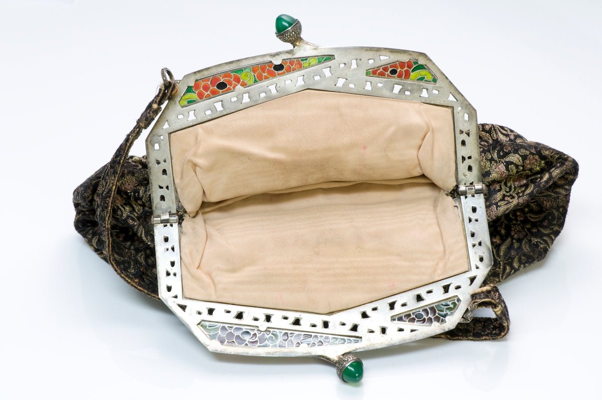 Gorham Sterling Silver Plique A Jour Silk Evening Bag