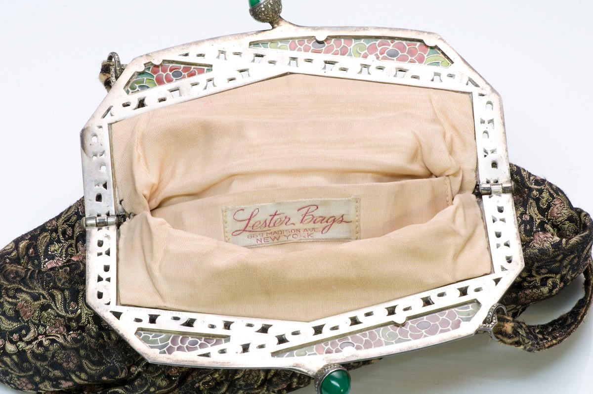 Gorham Sterling Silver Plique A Jour Silk Evening Bag