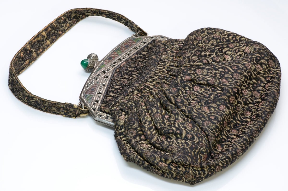 Gorham Sterling Silver Plique A Jour Silk Evening Bag
