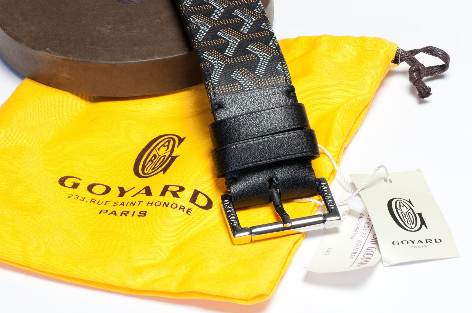 Goyard Paris Black Brown Monogram Leather Goyardine Men’s Belt