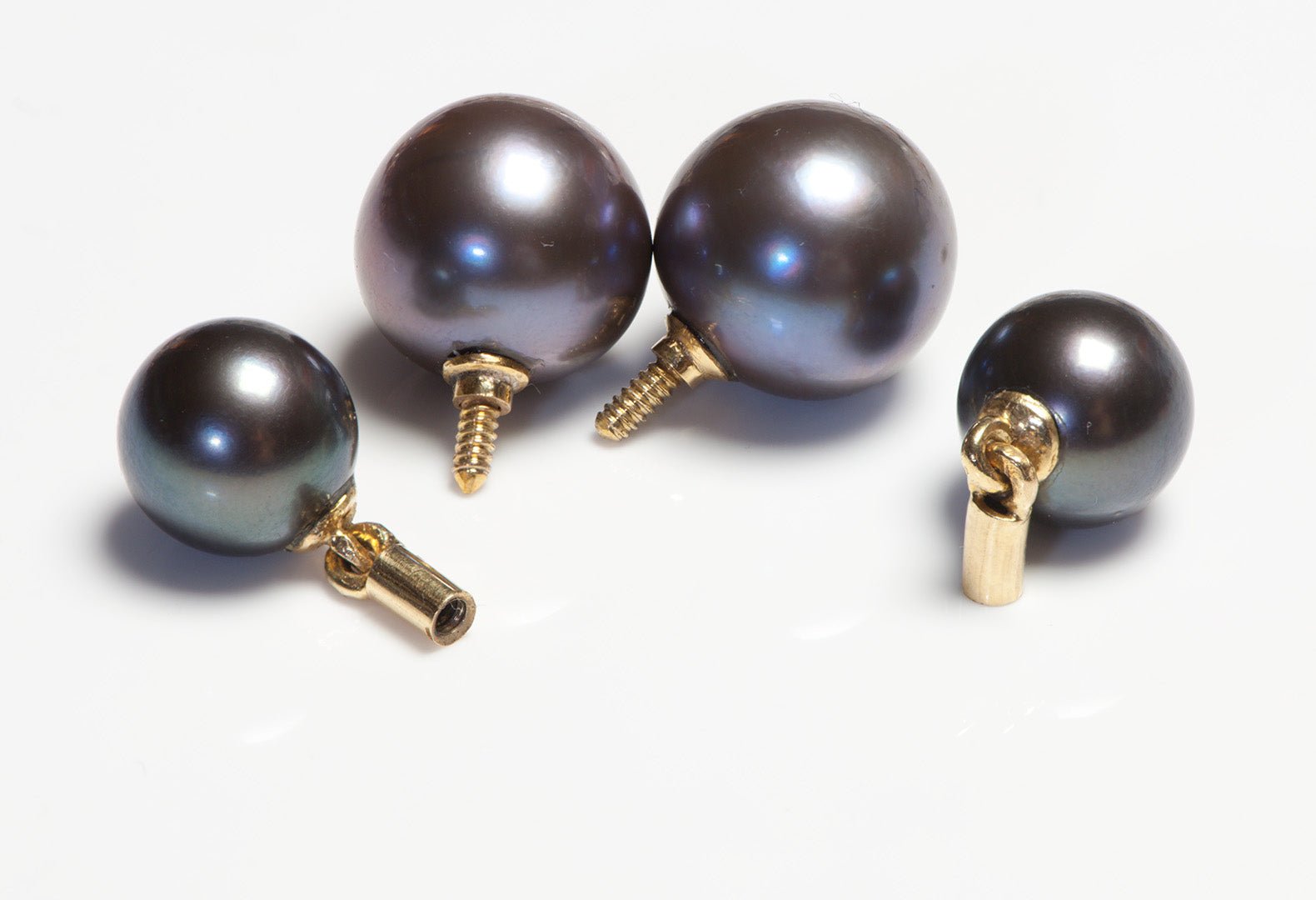 Grey Pearl Gold Cufflink Stud Set