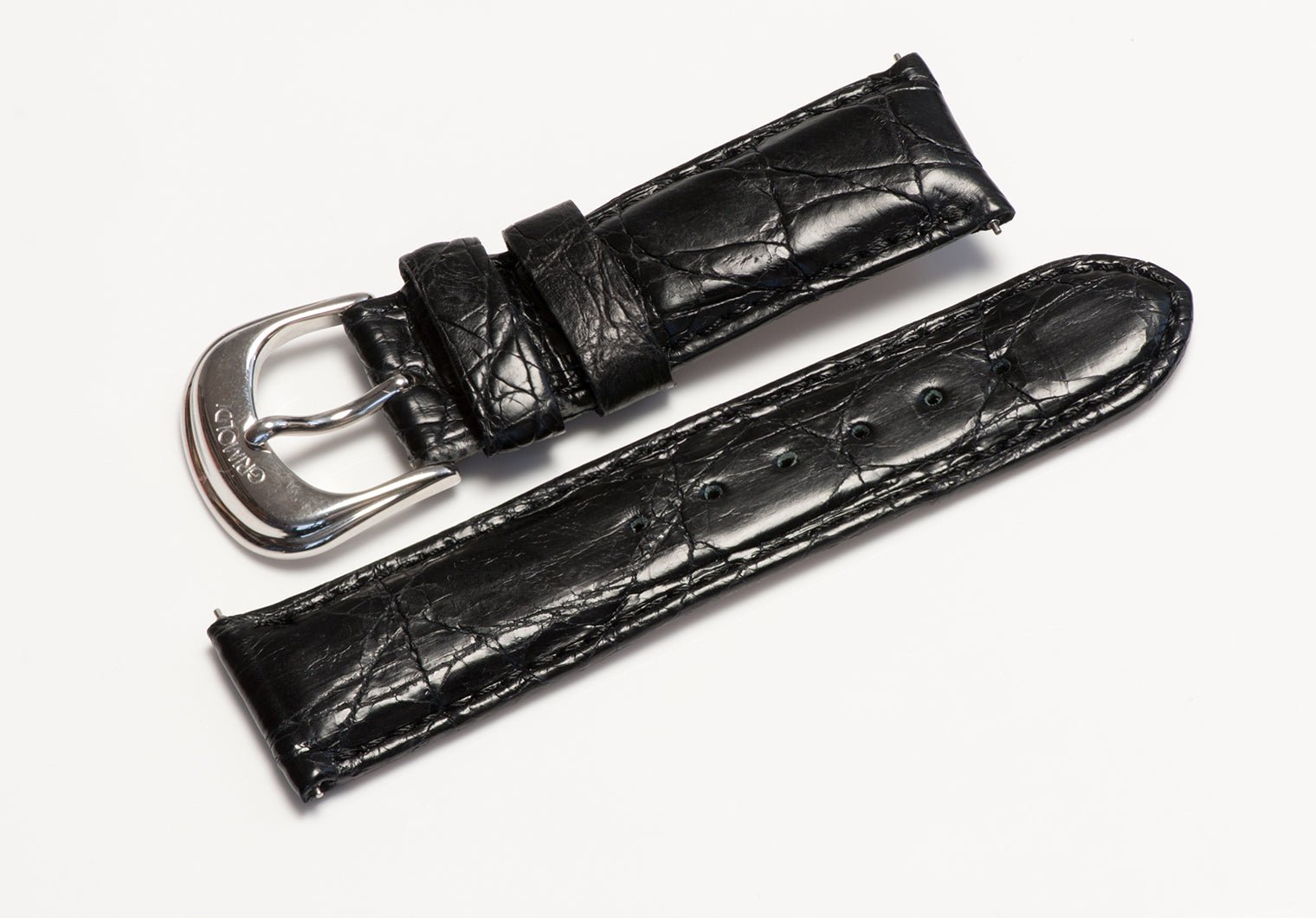 Grimoldi Men's Black Crocodile Watch Band Strap