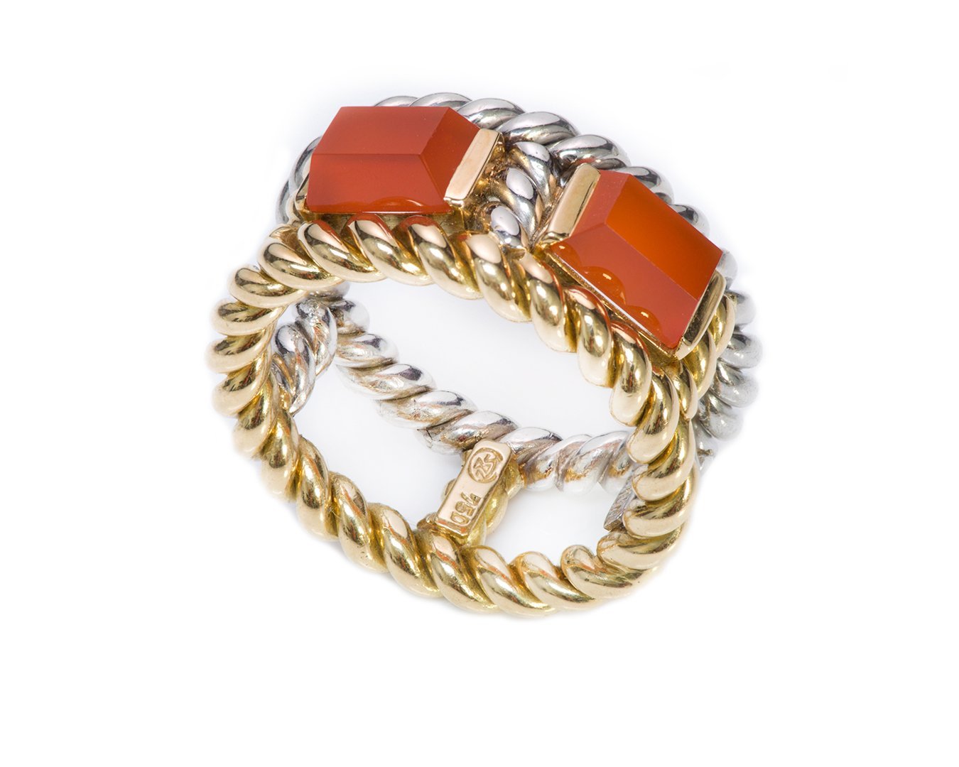 Gübelin Palladium 18K Gold Carnelian Rope Ring