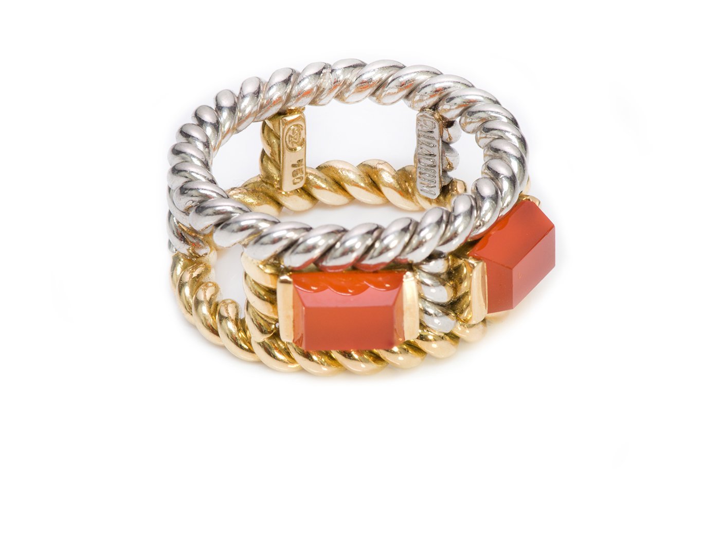Gübelin Palladium 18K Gold Carnelian Rope Ring