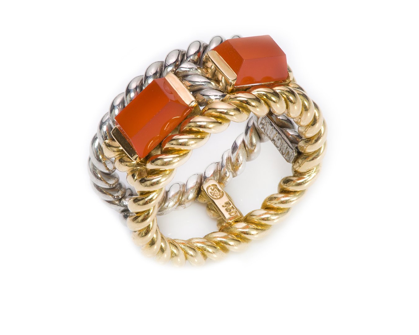 Gübelin Palladium 18K Gold Carnelian Rope Ring
