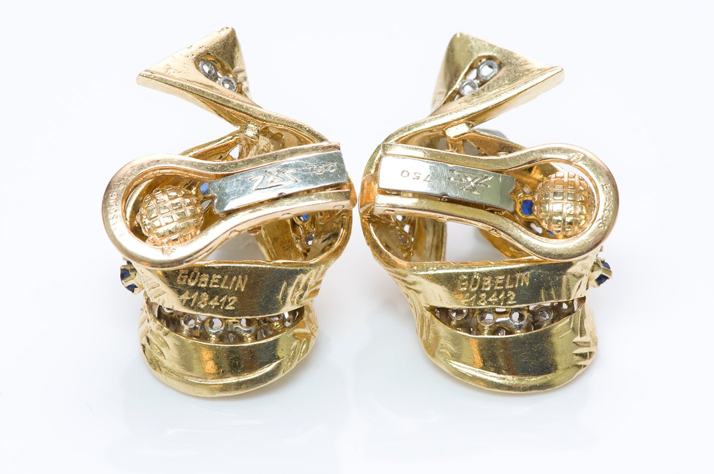 Gübelin Sapphire Diamond Gold Earrings