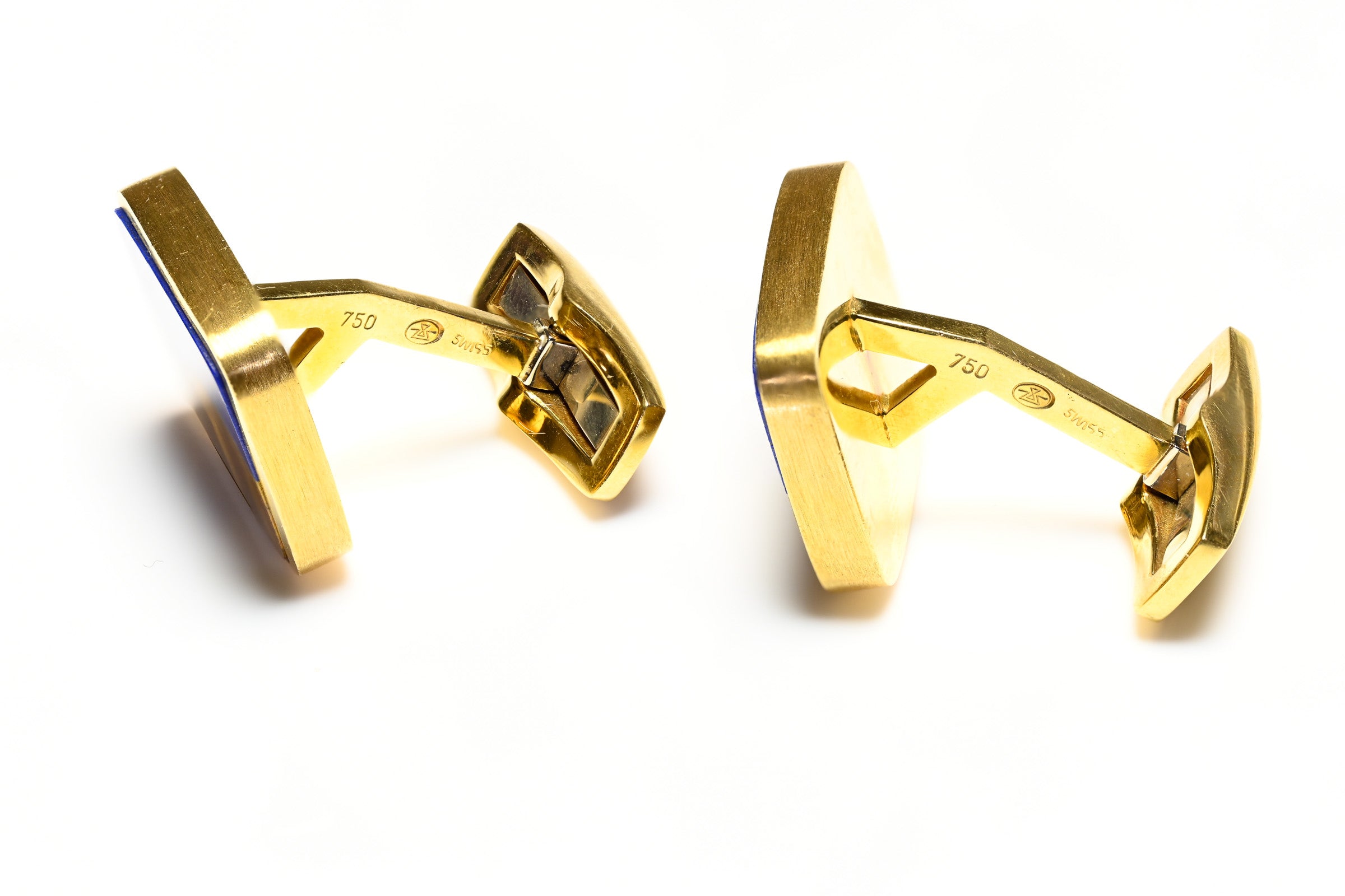 Gubelin 18K Yellow Gold Lapis Tigers Eye Cufflinks