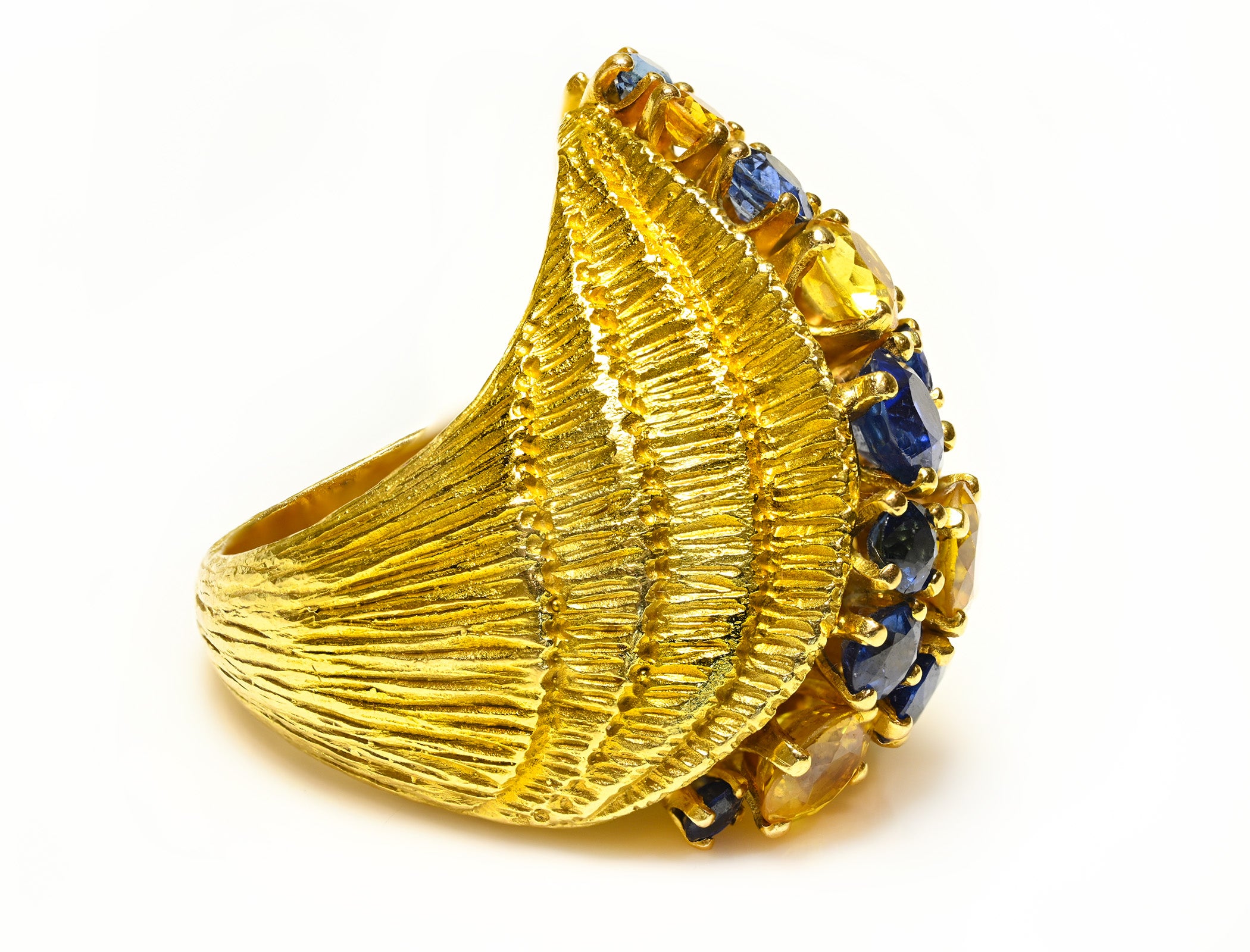 Gübelin 18K Gold Ring Blue Yellow Sapphires