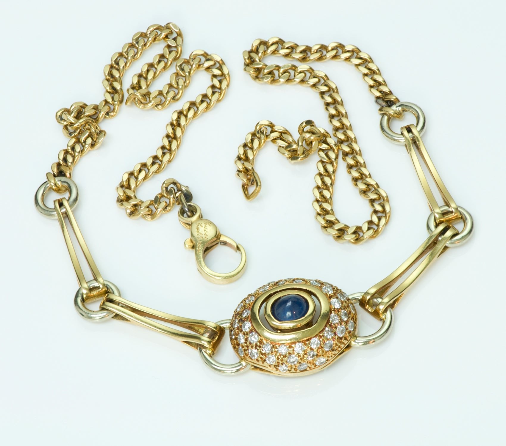 Gucci Galleria 18K Gold Diamond Sapphire Necklace