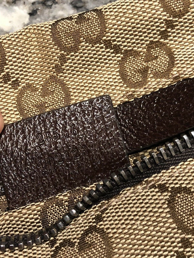 GUCCI GG Brown Canvas Leather Monogram Logo Waist Bag Fanny Pack