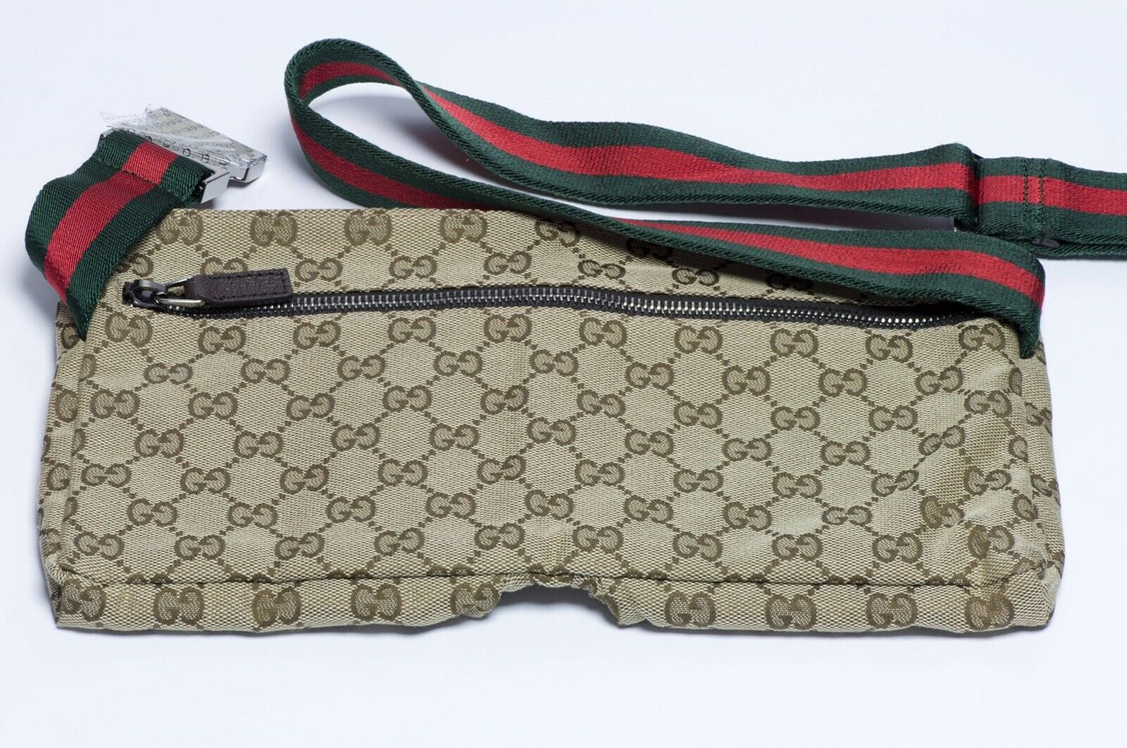GUCCI GG Brown Canvas Leather Monogram Logo Waist Bag Fanny Pack