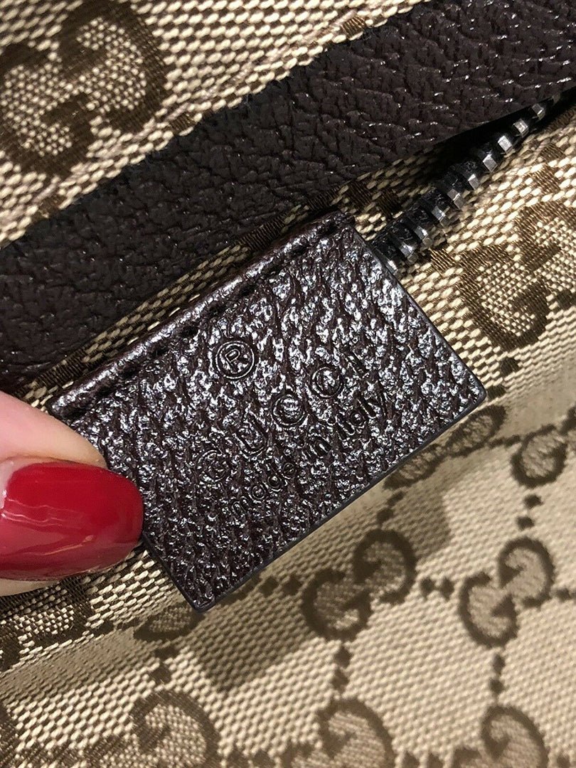 GUCCI GG Brown Canvas Leather Monogram Logo Waist Bag Fanny Pack