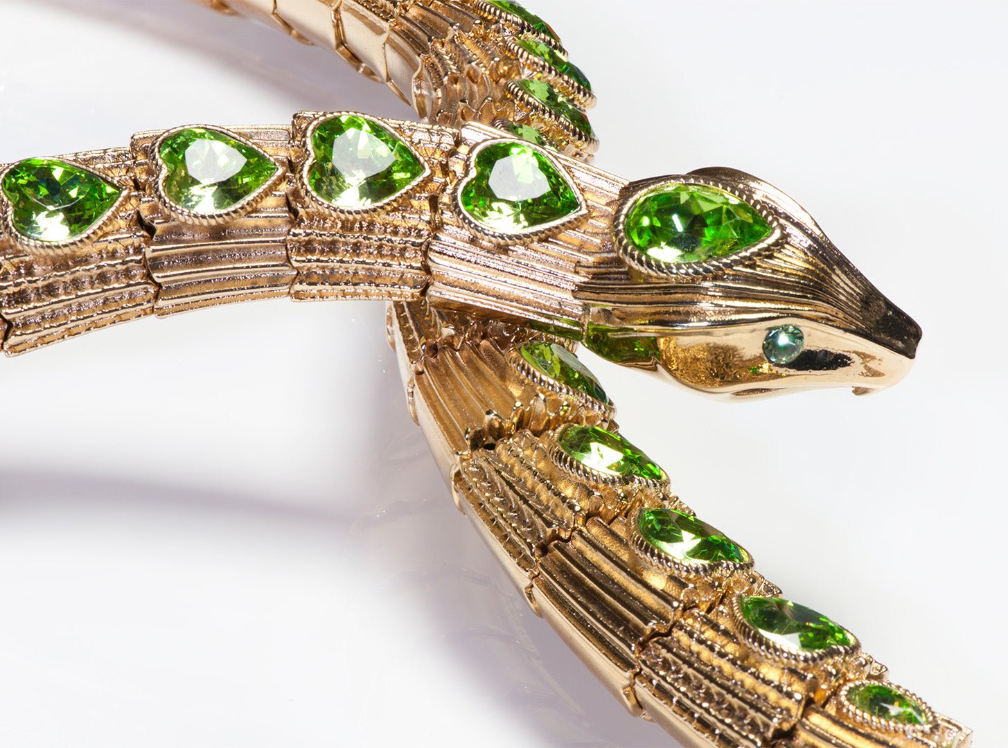 Gucci Green Heart Crystal Snake Necklace