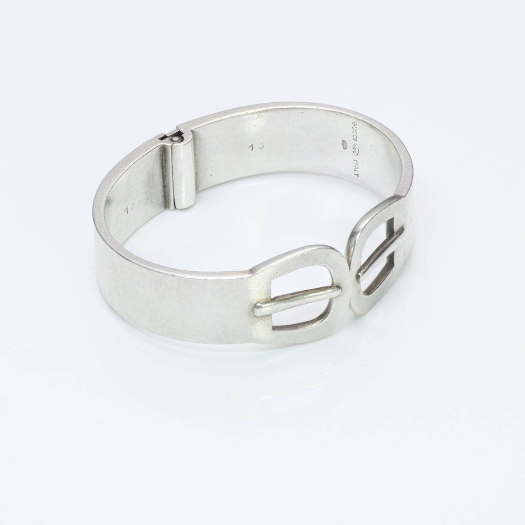 Gucci Silver Buckle Bangle Bracelet