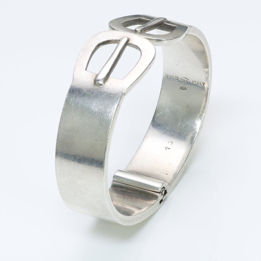 Gucci Silver Buckle Bangle Bracelet