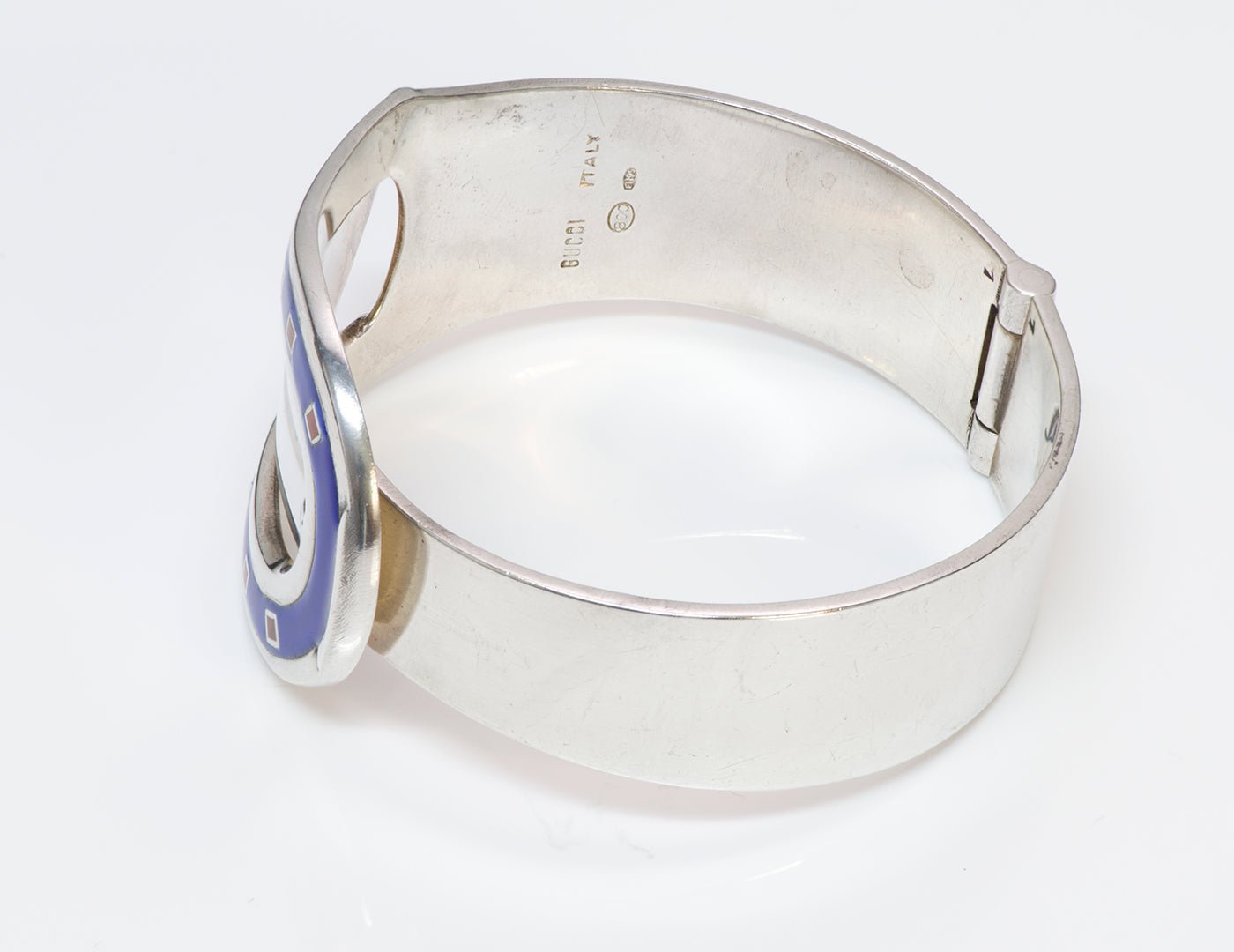 Gucci Silver Enamel Horseshoe Bracelet