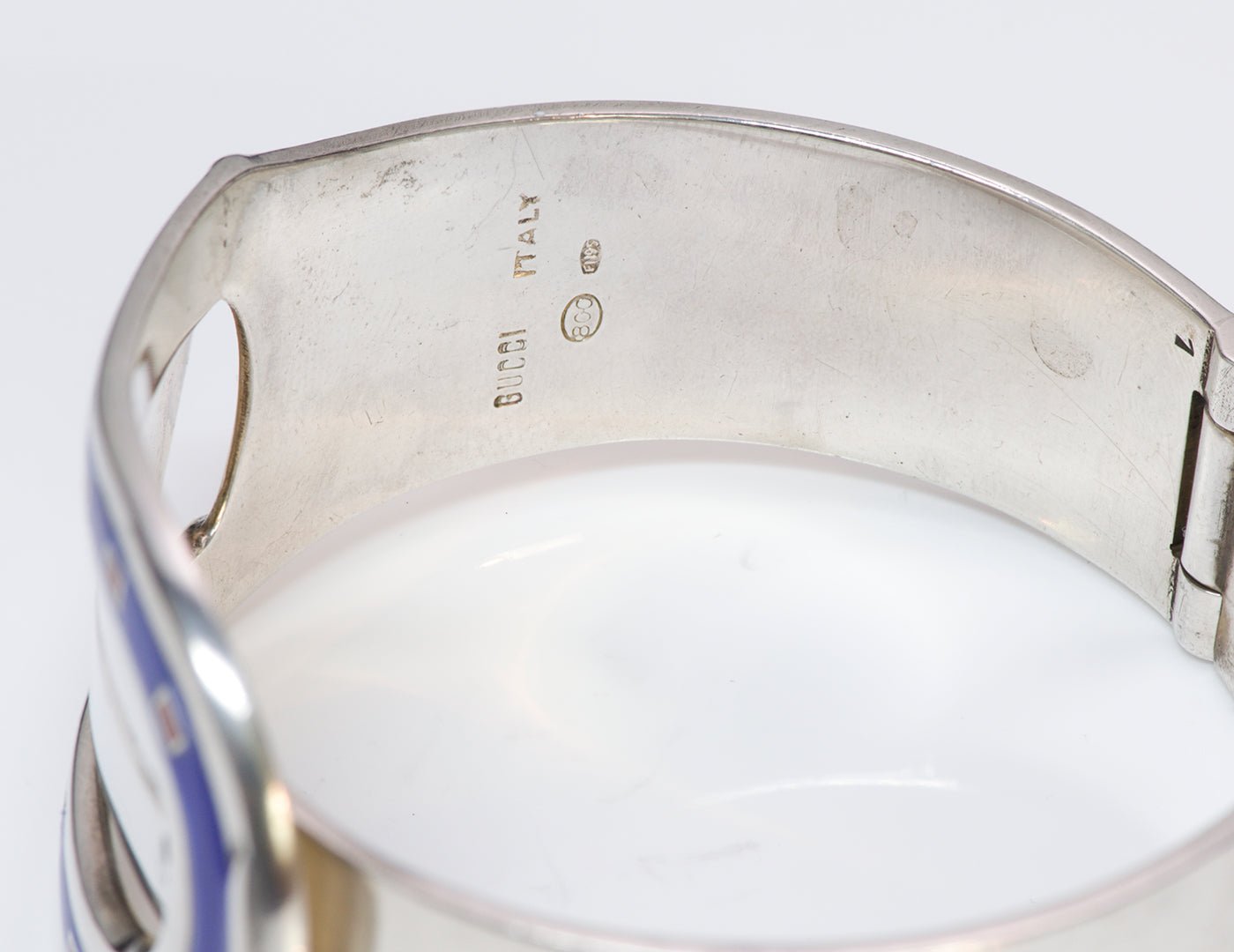 Gucci Silver Enamel Horseshoe Bracelet